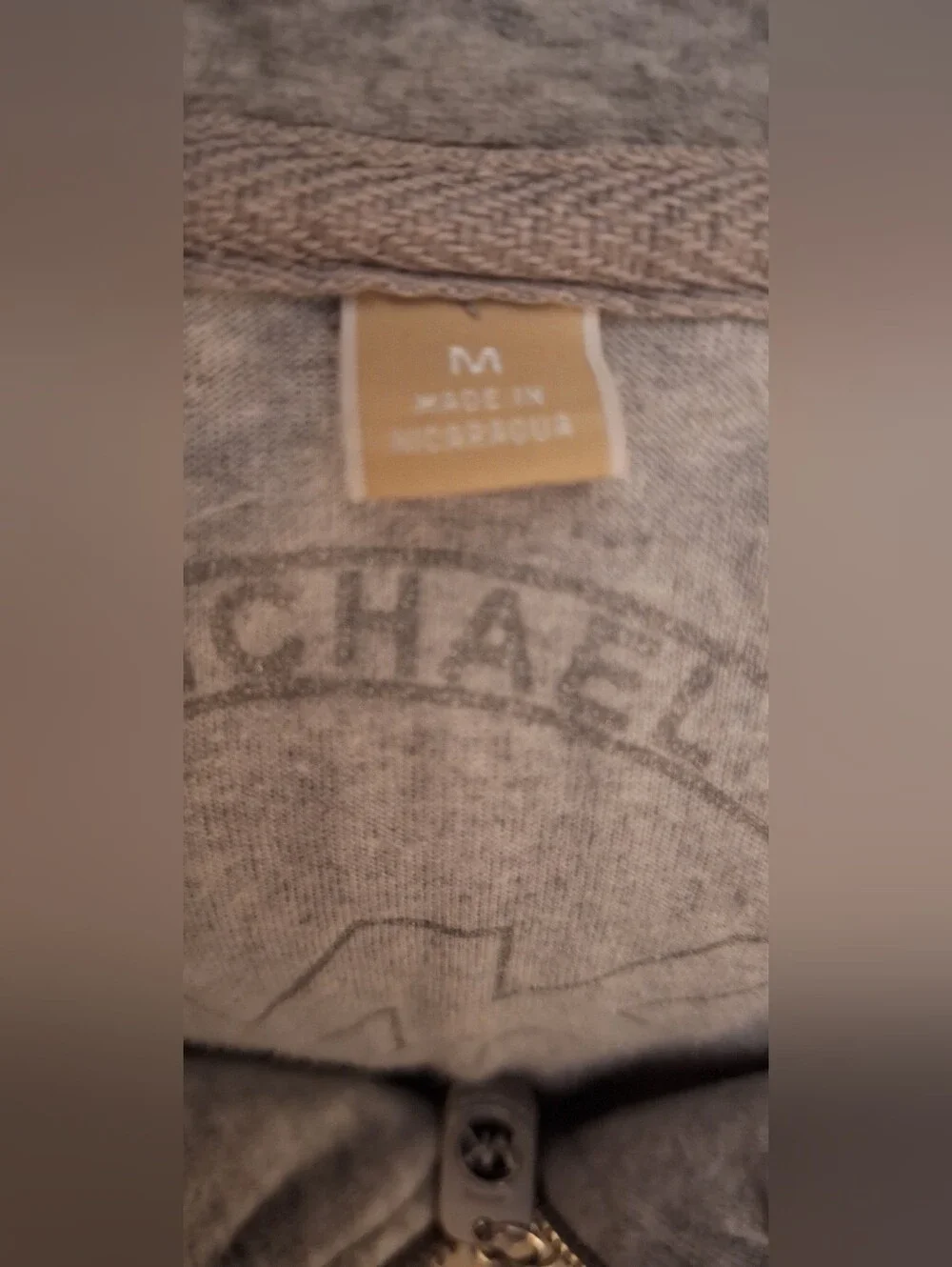 Michael Kors Gray Zip Hoodie with Branded Interior Print